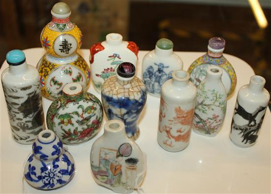 12 various porcelain snuff bottles